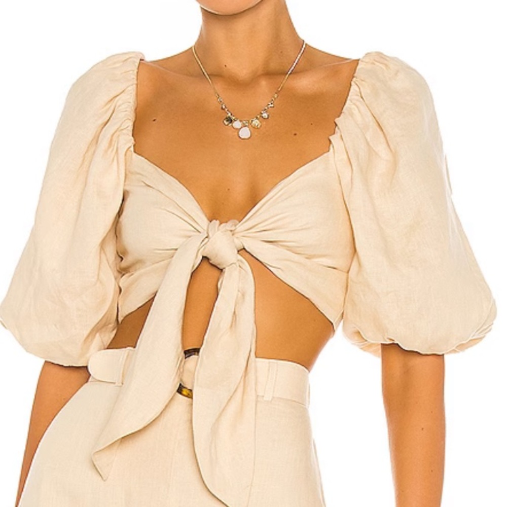 FAITHFULL THE BRAND Idrissy Top in Plain Sand Linen